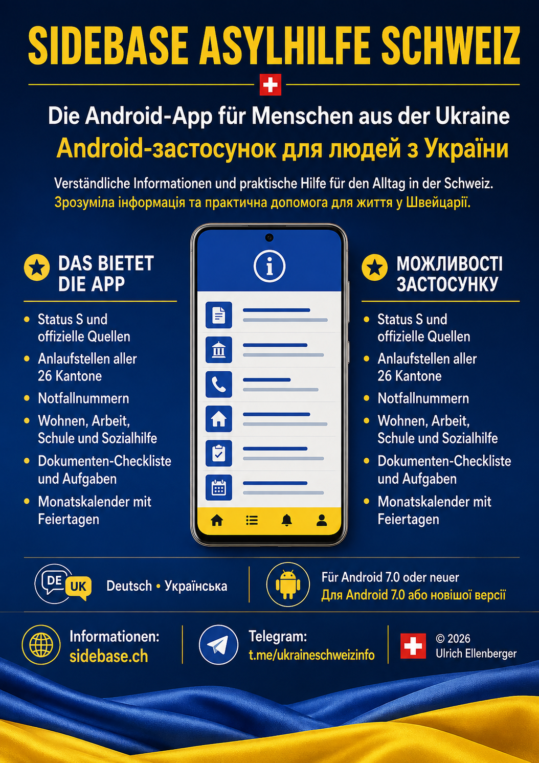 Werbeplakat der App Sidebase Asylhilfe Schweiz