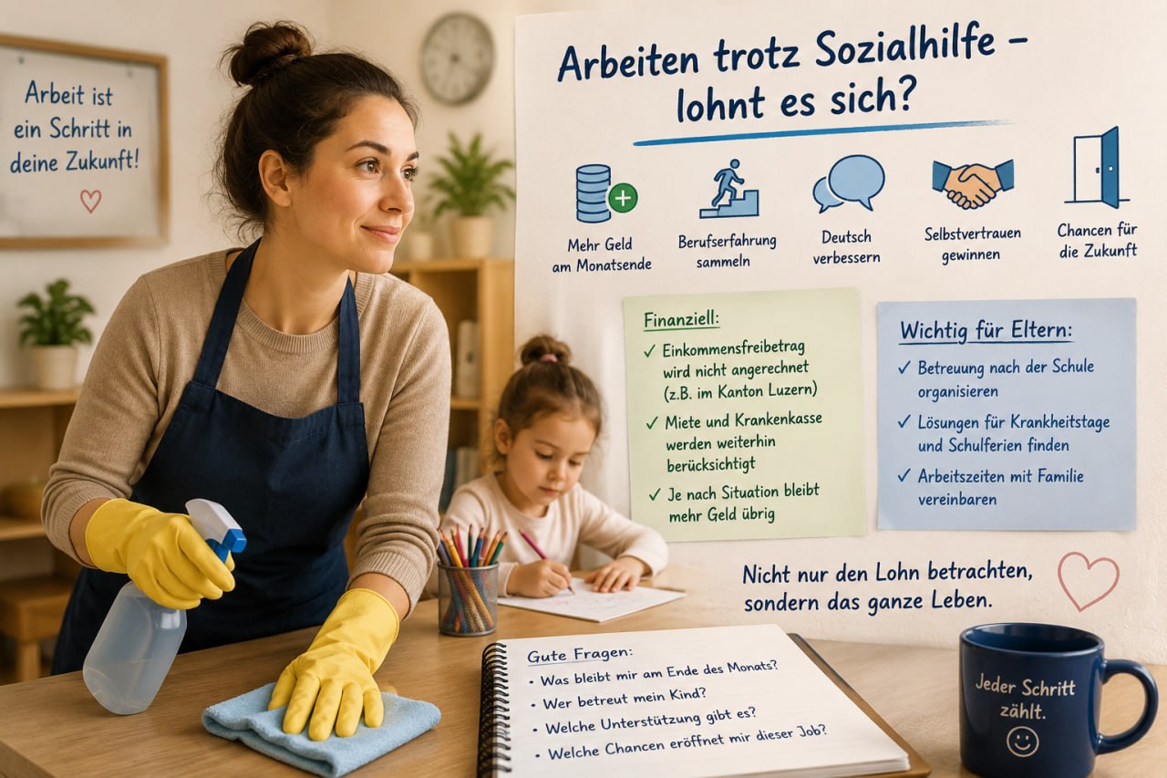 Zum Vergrössern anklicken Arbeiten trotz Sozialhilfe - Lohnt sich das?